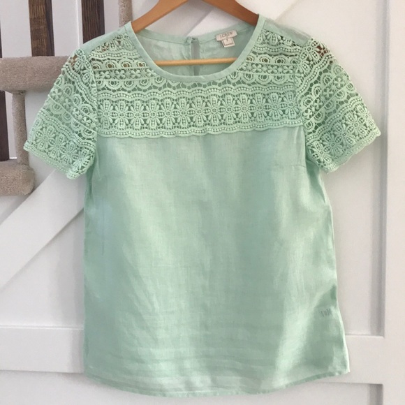 J. Crew short sleeve linen tee top size 2 - Picture 1 of 8